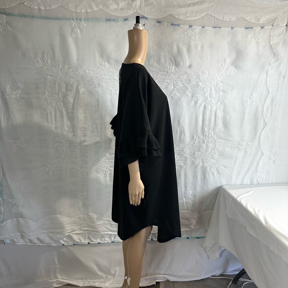 Ekaliy Women’s Black Midi Dress, loose fit midi, Minimalist,Modest Chic, Elegant - Picture 10 of 13